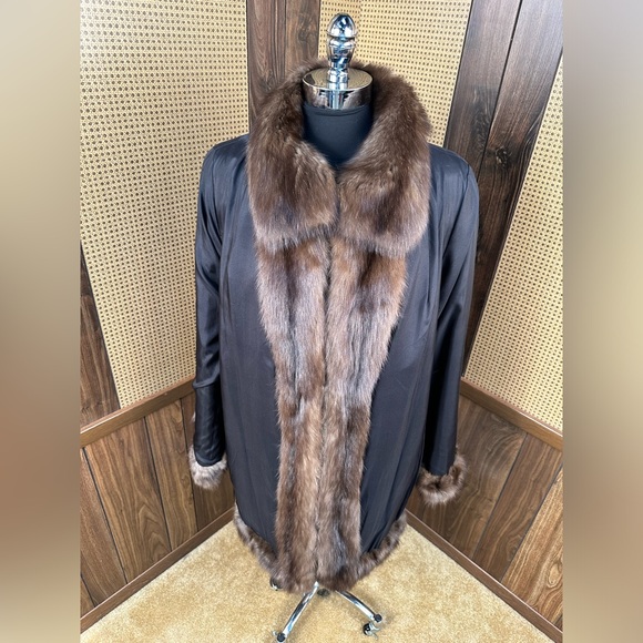 SAKS JANDEL ZANG TOI DESIGNER SILVERY RUSSIAN SABLE FUR COAT JACKET XL 12 - 14 - Picture 9 of 14
